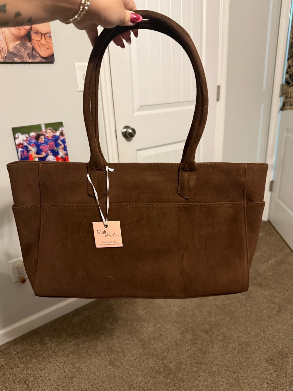 Mali + Lili Large Faux-Suede
 Tote Bag Chocolate Brown